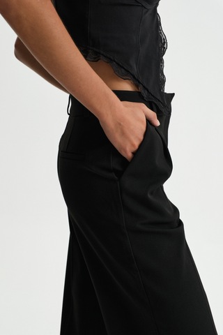 Açelyaokcu Premium Vento Orta Bel Wide Leg Dokuma Pantolon Siyah