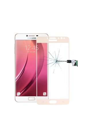 Galaxy Uyumlu C8 / J7+ Plus 3d Full Kaplama Kırılmaz Cam Ekran Koruyucu Gold - Mh-hs0024487407