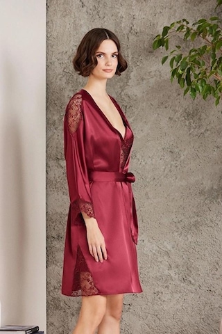 Pierre Cardin 6000 Saten Gecelik Sabahlık Pijama Takım Şort Takım 6'lı Gelin Çeyiz Seti Bordo