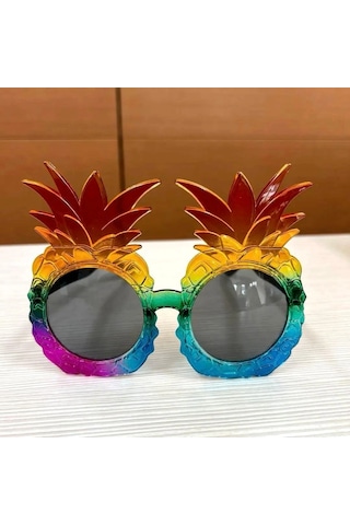 Tropikal Ananas Tasarımlı Renkli Hawaii Parti Gözlüğü Yetişkin