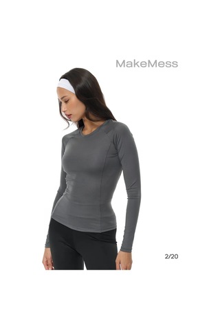 Make Mess Spor Dar Kesim Uzun Kollu Üst 298675840 Gri