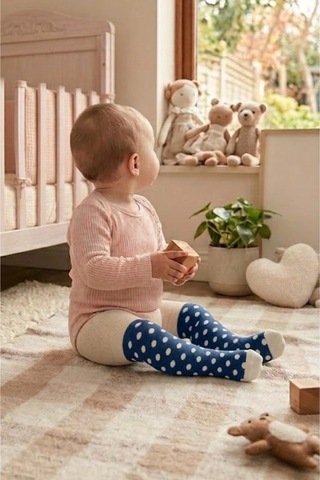 Cocole Socks Erkek Bebek Külotlu Çorabı 3'lü Set Pamuklu Lacivert 0-24 Ay Çok Renkli