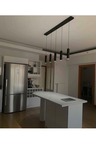 Mylights Ampullü Sıralı Masa Üstü Beşli Sarkıt Avize Gu10 Led Ampul. Gün İsigi Dahildir Siyah