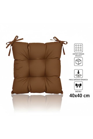 Rual 4 Lü Sandalye Minderi Bağcıklı, Çökme Yapmaz Sünger Dolgulu, Yıkanabilir 40x40 Cm Kahverengi Rual 4 Lü Sandalye Minderi Bağcıklı, Çökme Yapmaz Sünger Dolgulu, Yıkanabilir 40x40 Cm Kahverengi