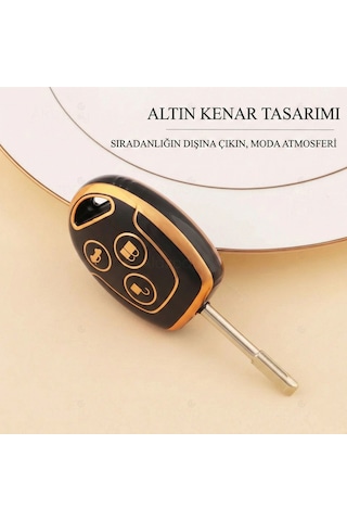 Ford Focus Transit Fiesta Modeo Fusion Ka Galaxy Gold Kenar Tpu Anahtar Kılıfı Siyah