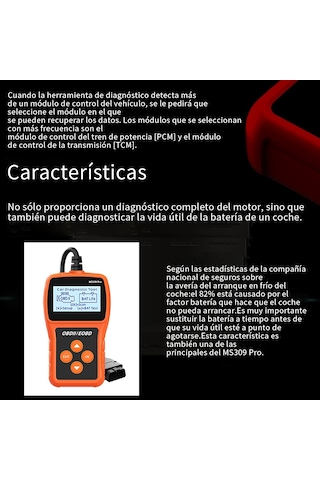 Tenfowee Ms309pro Araç Tanı Aracı: Oku/sil Kod, Akü Testi, Gerçek Zamanlı Veri, Çoklu Dil Ve Ölçüm Ayarları