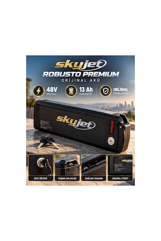 Robusto Premium Elektrikli Bisiklet Orijinal Akü 48v 13ah Siyah
