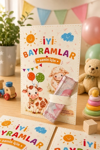 Kurban Bayramı Harçlık Kartı 10 Lu Set Çocuklar İçin Bayramlık Para Ve Hediye Kartı