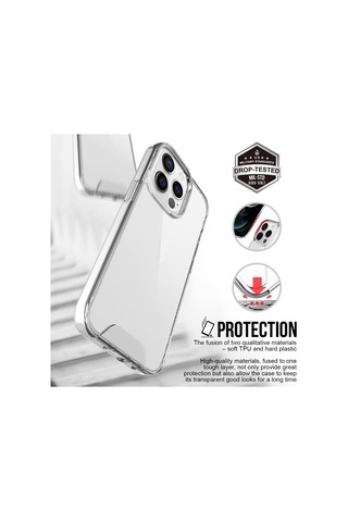 Smcase Apple Uyumlu iPhone 14 Pro Kılıf Transparent Acrylic Tpu Gard Sert Kapak Nano Ekran Koruyucu