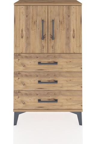 Arges Komodin 2 Raflı 3 Çekmeceli 2 Kapaklı 60x30x106 Çam-çam Çam