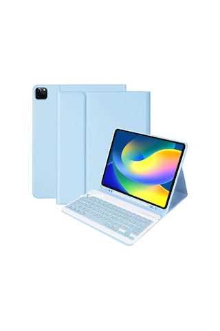 Apple Uyumlu iPad Air 13 Inç M2 Çip 2024 Bluetooth Özellikli Standlı Kalem Bölmeli Klavyeli Kılıf