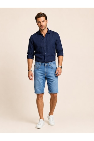 Vigoss 90341-73605 Erkek Comfort Mıd Waıst Denim Şort 90341-73605 Açık Mavi