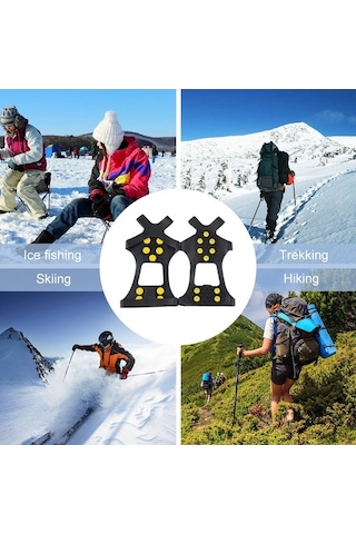 Novahub Kramponlar Buz Çivileri 10-diş Buz Tutuşları Kaymaz Tpe Buz Tutucular Ayakkabı Bot Çivileri Üzerinde Hafif Dış Mekan Sporları Yürüyüş Dağcılık Koşu Buzda Kar Yürüyüşü İçin Siyah, Kış Macerası İçin Mükemmel Siyah