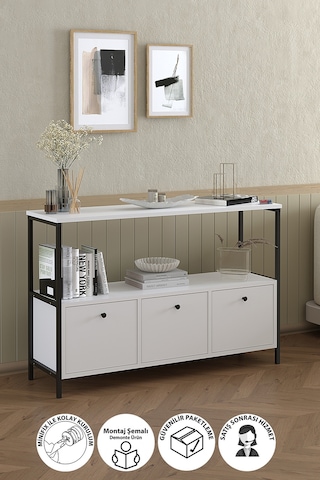 Bofigo 3 Kapaklı Konsol Tv Ünitesi Dresuar Beyaz