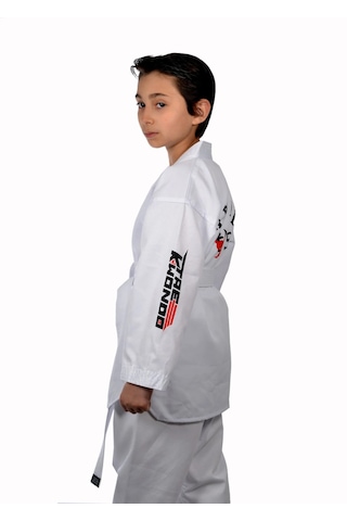 Haşado Taekwondo Beyaz Yaka Fitilli Acemi Elbise Beyaz