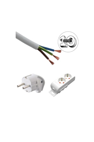 Acaroğlu - 10 Metre 3x2,5mm² Ttr Kablo İkili Uzatma Grup Priz 10
