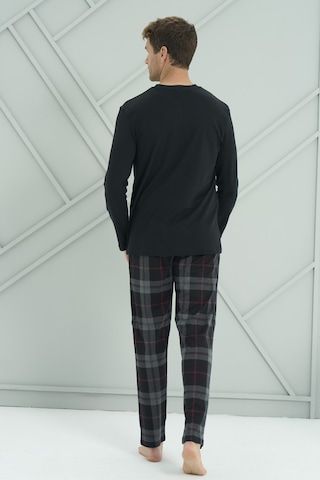Erkek Interlok Penye Uzun Kol Pijama Takımı 2233 Siyah Siyah