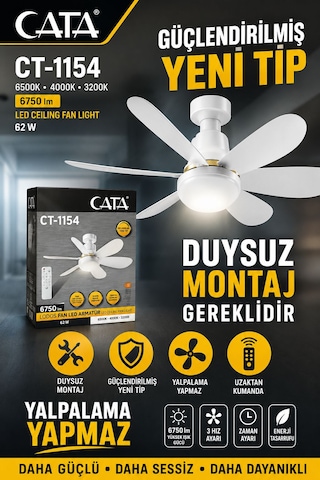 Ct-1154 62 Watt Lodos Fan Led Yeni Güçlendirilmiş Model Duysuz Tip Ct-1154 62 Watt Lodos Fan Led Yeni Güçlendirilmiş Model Duysuz Tip