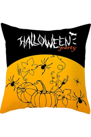 Suofeng Halloween Dekoratif Yastık Kılıfı, Kuru Kayısı Kumaşı, 45x45cm, Bat-kabak Desenli, Ev-kafe-ekspres Dekoru Yastık İçi Hariç Diğer
