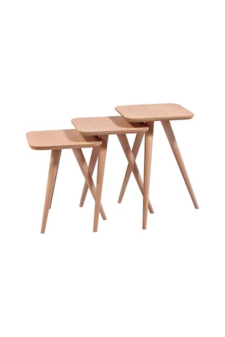Mkd - Zgn 106 / Kare Retro Zigon Sehpa Ham Cilasız Ahşap