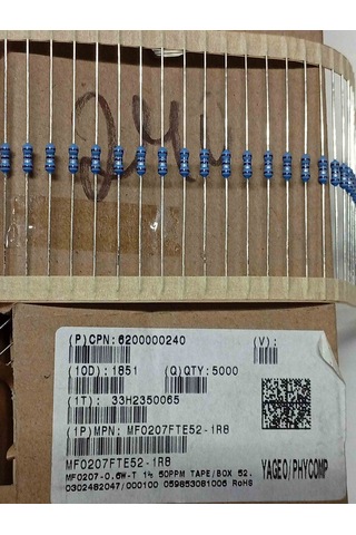 Mf0207fte52-1r8 1r8 0.6w Yageo 1/2w Direnç 750 Adet