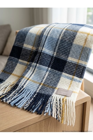Livoras Home Dinarsu Cozy Life Pamuklu Tv Battaniyesi 130 X 170cm Inka Mavi Sarı İnka Sarı Mavi