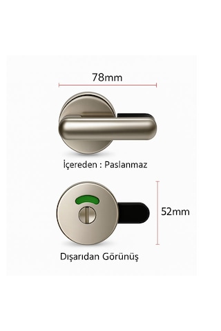 Ayrıntıshop Wc Tuvalet Kapı Kilitleri Yeşil Kırmızı Aç Kapa Paslanmaz Paslanmaz Çelik