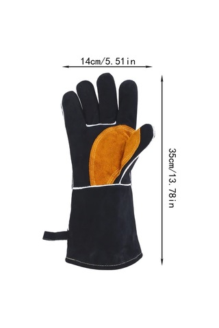 Techbloom Xl Siyah Turuncu Dikişli Dayanıklı Deri İş Eldiveni Kaynak Bahçe Çiftlik Sürüş İçin