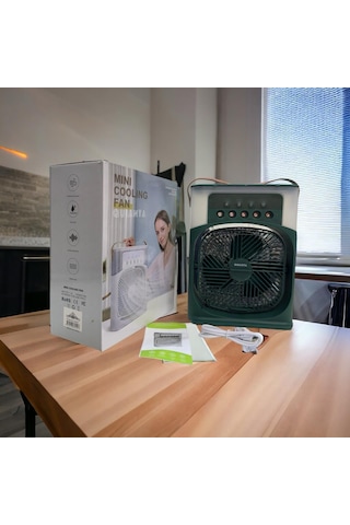 Skycity Usb Taşınabilir Mini Hava Soğutucu Nemlendirici: Renkli Led Işık, Zamanlayıcı, 3 Hız & 3 Sprey Modu - Ofis Ve Ev İçin Yeşil