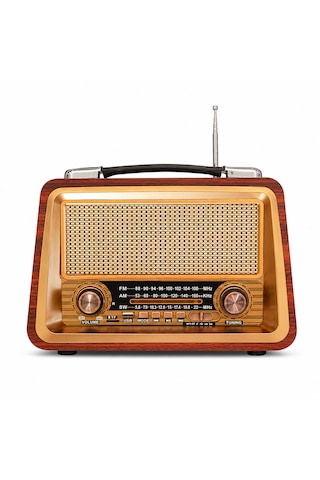 Ultratekno R-2066bt Şarjlı Nostaljik Radyo Bluetooth Usb Tf Kart Type-c Fm Am Sw 3 Bant Retro Radyo