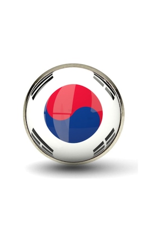 Güney Kore South Korea Bayrak Rozeti - Paslanmaz Çelik Yuvarlak Yaka Rozeti Çok Renkli
