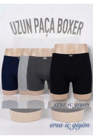 Ersa Erkek Uzun Paçalı Full Likralı Kapalı Bel Boxer 6 Adet 124 Siyah