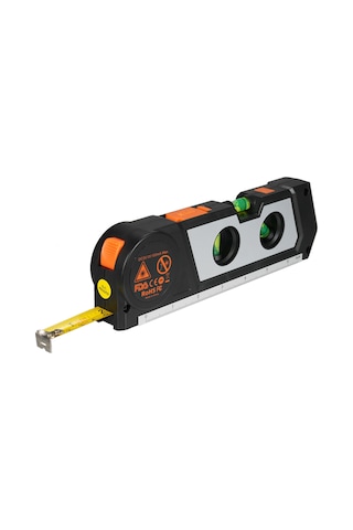 Vkemall 3m Metre İle 3 Modlu Lazer Seviye Aleti - 0 ,45 ,90 Balon Seviyesi, Işık Çizgi Ve Ölçüm Fonksiyonu, Abs Malzeme, Pm1001 Siyah Pil Dahil
