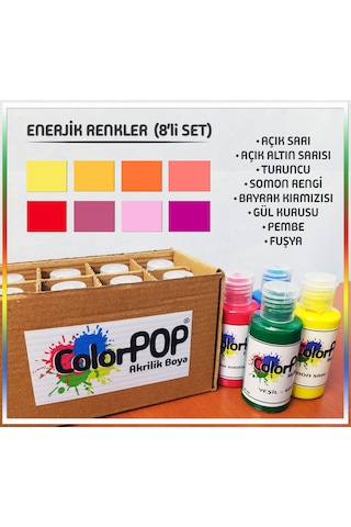Colorpop Akrilik Hobi Boyaları 8'li Set 8 Adet 50ml Enerjik Renkler