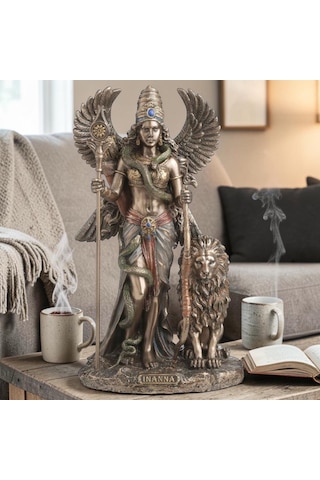 Dekoratif Inanna Biblo Wise Veronese Poliresin Mezopotamya Tanrıçası Figürü 23 Cm .