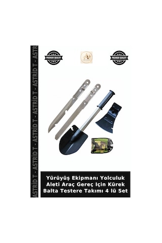 Yürüyüş Ekipmanı Yolculuk Aleti Araç Gereç Için Kürek Balta Testere Takımı 4 Lü Set Çok Renkli