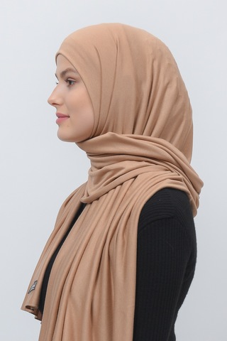 Altobeh Tesettür Kadın Düz Renk Penye Şal Hijab - Koyu Bej