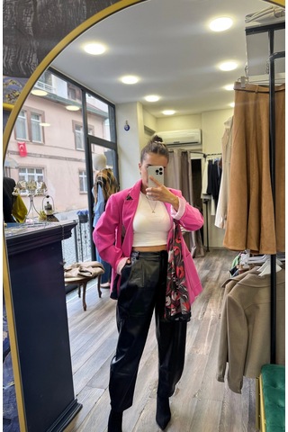 Kol Çizgi Detaylı Astarlı Blazer Ceket - Pembe Pembe