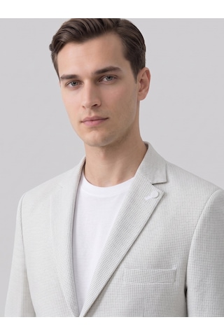 Plus Scorpion Kırçıllı Erkek Blazer Ceket Torba Cepli, Çift Yırtmaçlı, Dokulu Premium Kumaş Slim Fit Bej