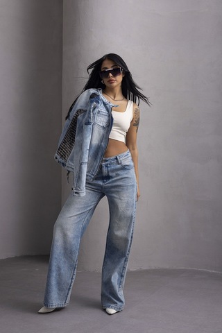 Wj233 Women Jeans Jacket Iceblue