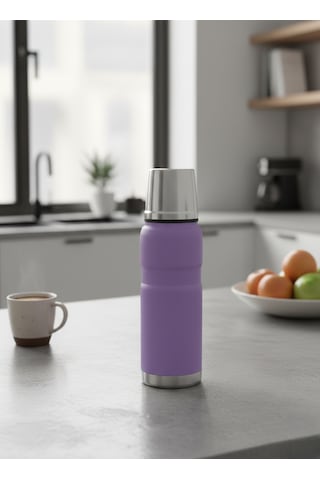 Ckr2052 500 Ml Çift Kat Sızdırmaz Paslanmaz Çelik Termos 12 Saat Sıcak, 24 Saat Soğuk Koruma Lila