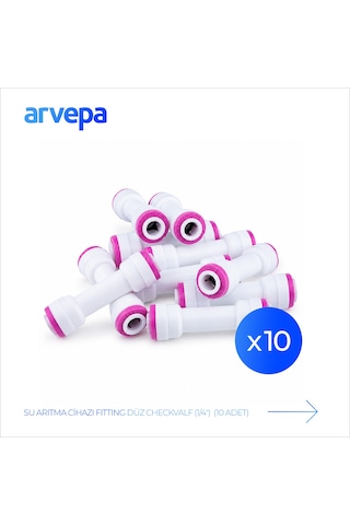 Arvepa Su Arıtma Cihazı 1/4" Düz Checkvalf 10 Adet - Geçmeli (Quick) Bağlantı