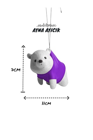 Sevimli Ayıcık Dikiz Aynası Süsü - Araç Aksesuar - Oto Aksesuar Mor