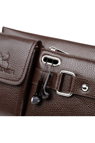 Oloey Çok Fonksiyonlu Büyük Kapasiteli Bel Çantası Kahverengi