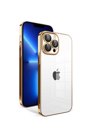 Zeyline Apple Uyumlu iPhone 12 Pro Kamera Korumalı Renkli Çerçeveli Zore Garaj Kapak-gold
