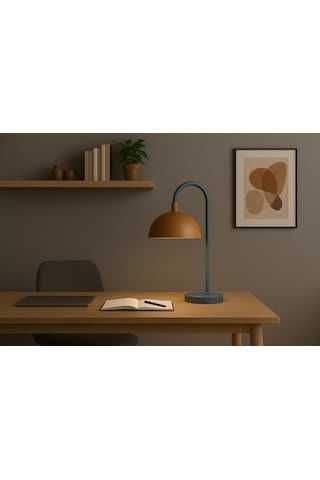 Serenity Arc Metal Masa Lambası E27 Duy Ofis & Çalışma Masası Lambası Kahverengi