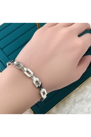 Çelik Silver Bileklik Modern Geometrik Bağlantılı Çok Renkli