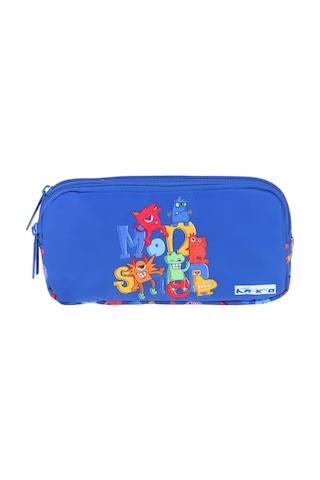 Kaukko Kids Moster Baskılı Mavi Erkek Çocuk Okul Kalemliği Kalem Çantası - L5406