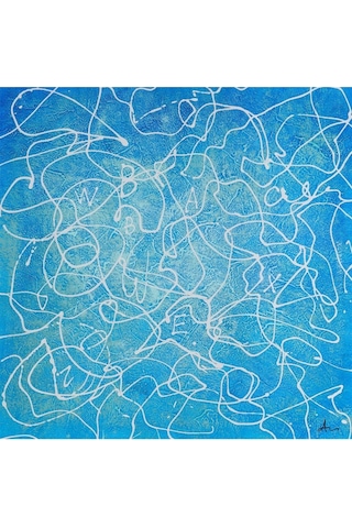 Soyut Büyük Boy El Yapımı Yağlı Boya Tablo 95x95cm Hij4083