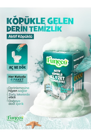 Klozet Tuvalet Wc Temizleyici, 1 Kutuda 4 Paket 300g , Aktif Köpüklü, Doğa Dostu, Okyanus
